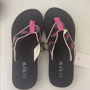J. Crew Flip Flops Pineapple Navy Women's Size 5 Medium